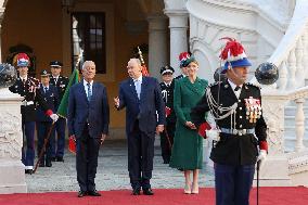 NO TABLOID - Prince Albert and Princess Charlene Welcome Portuguese President - Monaco