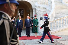 NO TABLOID - Prince Albert and Princess Charlene Welcome Portuguese President - Monaco
