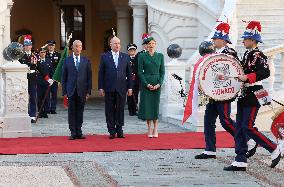 NO TABLOID - Prince Albert and Princess Charlene Welcome Portuguese President - Monaco