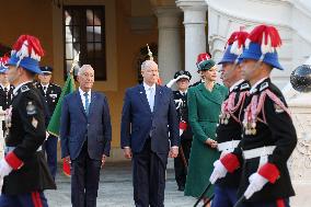 NO TABLOID - Prince Albert and Princess Charlene Welcome Portuguese President - Monaco