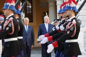 NO TABLOID - Prince Albert and Princess Charlene Welcome Portuguese President - Monaco