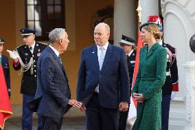 NO TABLOID - Prince Albert and Princess Charlene Welcome Portuguese President - Monaco