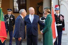 NO TABLOID - Prince Albert and Princess Charlene Welcome Portuguese President - Monaco