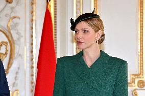NO TABLOIDS - Prince Albert and Princess Charlene with Portuguese President during a Signing Ceremony - Monaco