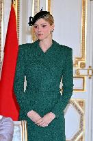 NO TABLOIDS - Prince Albert and Princess Charlene with Portuguese President during a Signing Ceremony - Monaco