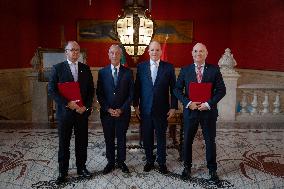 NO TABLOIDS - Prince Albert and Portuguese President at Oceanographic Museum - Monaco