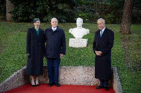 NO TABLOIDS - Prince Albert and Princess Charlene with Portuguese President At Saint-Martin Garden - Monaco