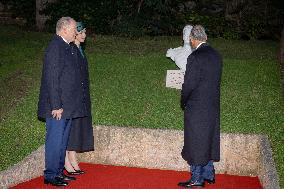 NO TABLOIDS - Prince Albert and Princess Charlene with Portuguese President At Saint-Martin Garden - Monaco