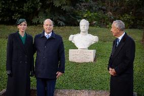 NO TABLOIDS - Prince Albert and Princess Charlene with Portuguese President At Saint-Martin Garden - Monaco