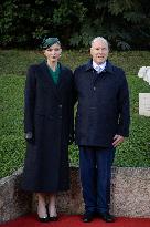 NO TABLOIDS - Prince Albert and Princess Charlene with Portuguese President At Saint-Martin Garden - Monaco