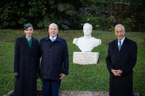 NO TABLOIDS - Prince Albert and Princess Charlene with Portuguese President At Saint-Martin Garden - Monaco