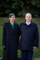 NO TABLOIDS - Prince Albert and Princess Charlene with Portuguese President At Saint-Martin Garden - Monaco