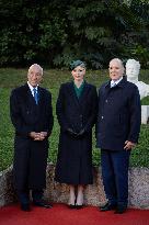 NO TABLOIDS - Prince Albert and Princess Charlene with Portuguese President At Saint-Martin Garden - Monaco