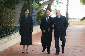 NO TABLOIDS - Prince Albert and Princess Charlene with Portuguese President At Saint-Martin Garden - Monaco