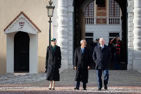 NO TABLOIDS - Prince Albert and Princess Charlene with Portuguese President At Saint-Martin Garden - Monaco