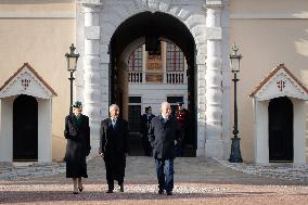 NO TABLOIDS - Prince Albert and Princess Charlene with Portuguese President At Saint-Martin Garden - Monaco