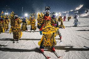 Skiing In Peking Opera Costumes - Jilin