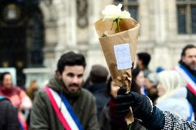 Tribute to Mehdi Kessaci at The City Hall - Paris
