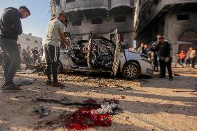 Israeli Car Strike Aftermath In Gaza City - Palestine