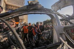Israeli Car Strike Aftermath In Gaza City - Palestine