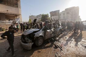 Israeli Car Strike Aftermath In Gaza City - Palestine