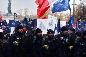Far Right Group At March Against The Violence Against Women - Paris