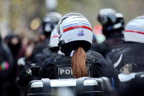 Far Right Group At March Against The Violence Against Women - Paris