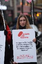 Far Right Group At March Against The Violence Against Women - Paris