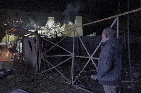 Rescuers At Drone Strike Site - Kharkiv