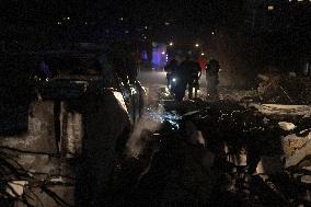 Rescuers At Drone Strike Site - Kharkiv