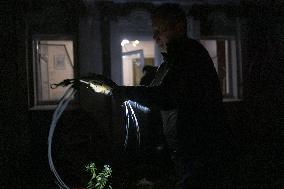 Rescuers At Drone Strike Site - Kharkiv