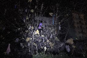 Rescuers At Drone Strike Site - Kharkiv