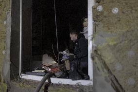 Rescuers At Drone Strike Site - Kharkiv
