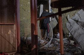 Rescuers At Drone Strike Site - Kharkiv