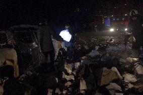 Rescuers At Drone Strike Site - Kharkiv