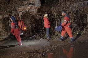 Rescuers At Drone Strike Site - Kharkiv