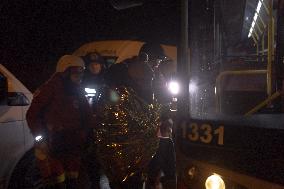 Rescuers At Drone Strike Site - Kharkiv