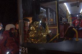 Rescuers At Drone Strike Site - Kharkiv