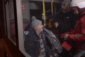 Rescuers At Drone Strike Site - Kharkiv