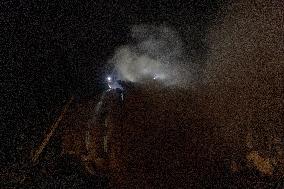 Rescuers At Drone Strike Site - Kharkiv