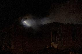 Rescuers At Drone Strike Site - Kharkiv