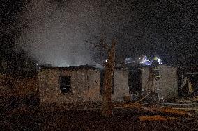 Rescuers At Drone Strike Site - Kharkiv