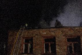 Rescuers At Drone Strike Site - Kharkiv