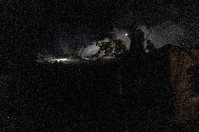 Rescuers At Drone Strike Site - Kharkiv