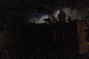 Rescuers At Drone Strike Site - Kharkiv