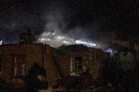 Rescuers At Drone Strike Site - Kharkiv