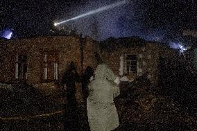 Rescuers At Drone Strike Site - Kharkiv