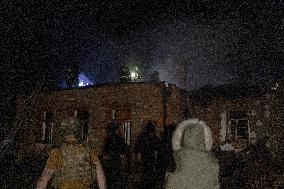 Rescuers At Drone Strike Site - Kharkiv
