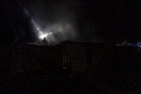 Rescuers At Drone Strike Site - Kharkiv