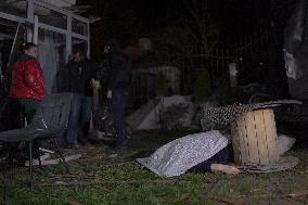 Rescuers At Drone Strike Site - Kharkiv